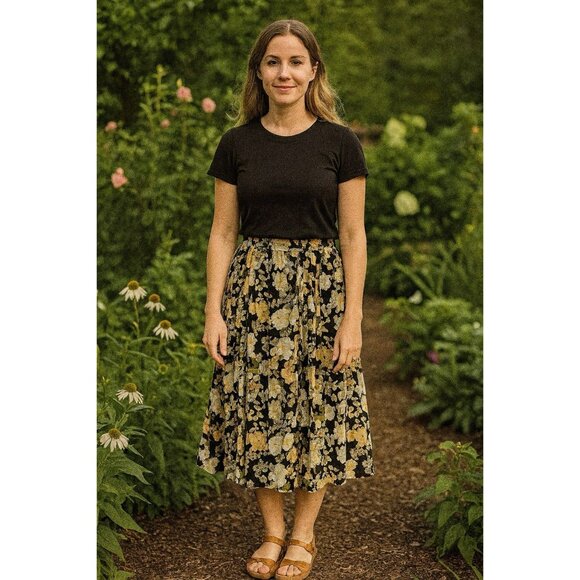 Anthropologie Little Moon Floral Flowy Skirt Size 6 - Picture 1 of 7